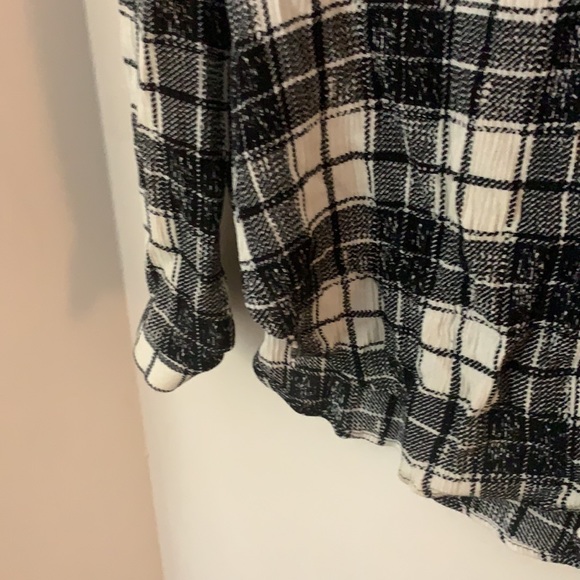 Lush Black and White Plaid Button Up Blouse - Picture 8 of 10